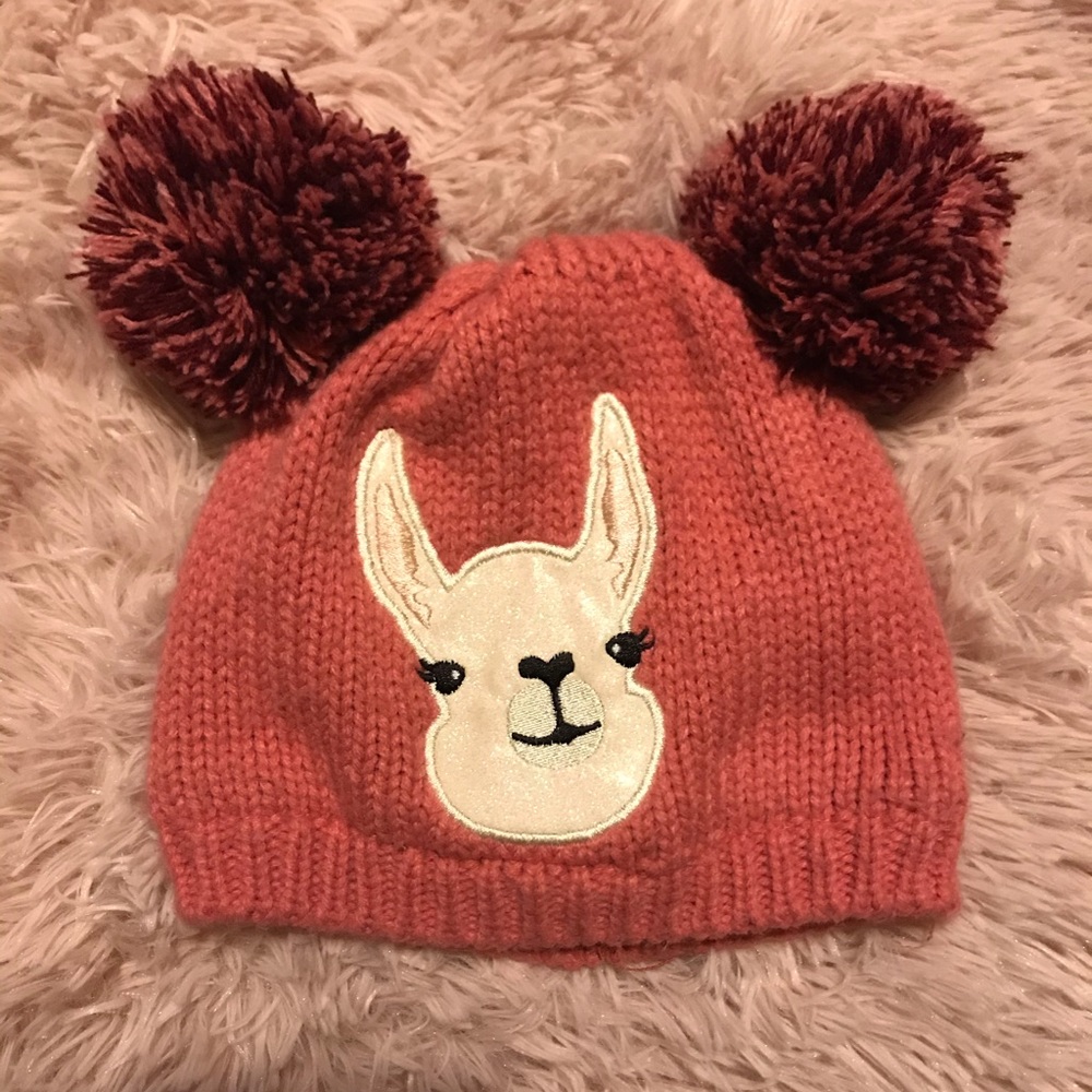 Sparkle llama pink pompom snow beanie